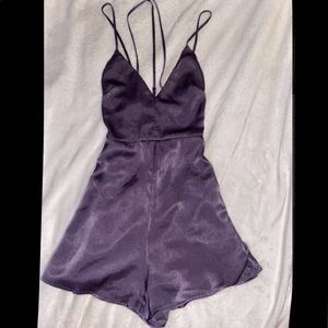 Purple silk romper